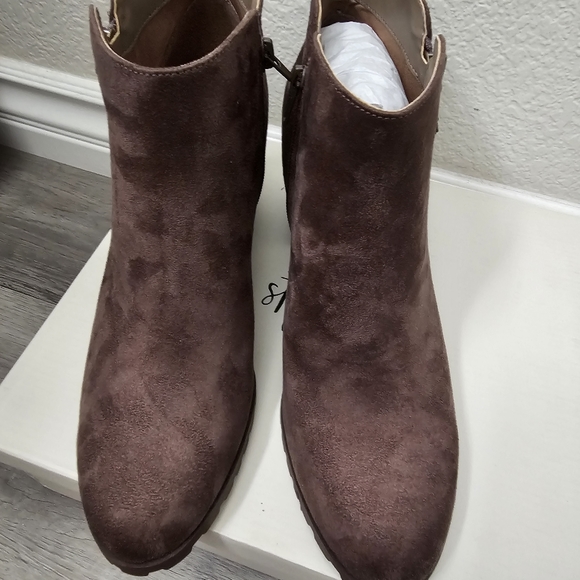 Style & Co Women Block Heel Ankle Booties Idee Size US 9.5M Brown Faux Suede - Picture 5 of 11